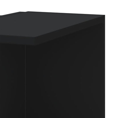 Étagère d'angle murale noir 36,5x36,5x140 cm bois d'ingénierie
