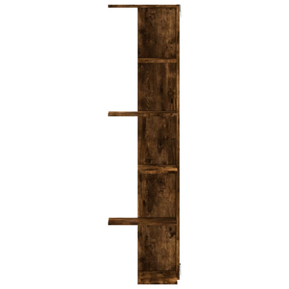 Étagère d'angle murale chêne fumé bois d'ingénierie