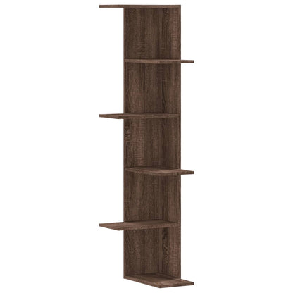 Étagère d'angle murale chêne marron bois d'ingénierie