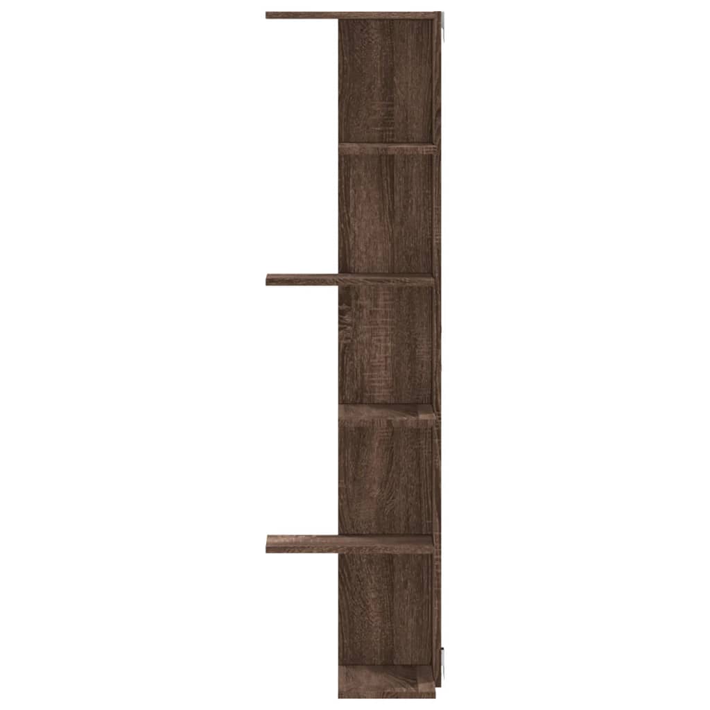 Étagère d'angle murale chêne marron bois d'ingénierie