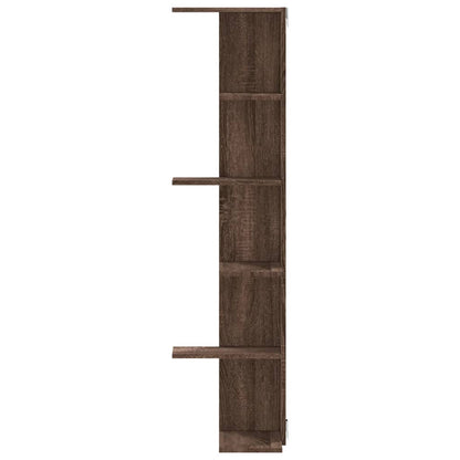 Étagère d'angle murale chêne marron bois d'ingénierie