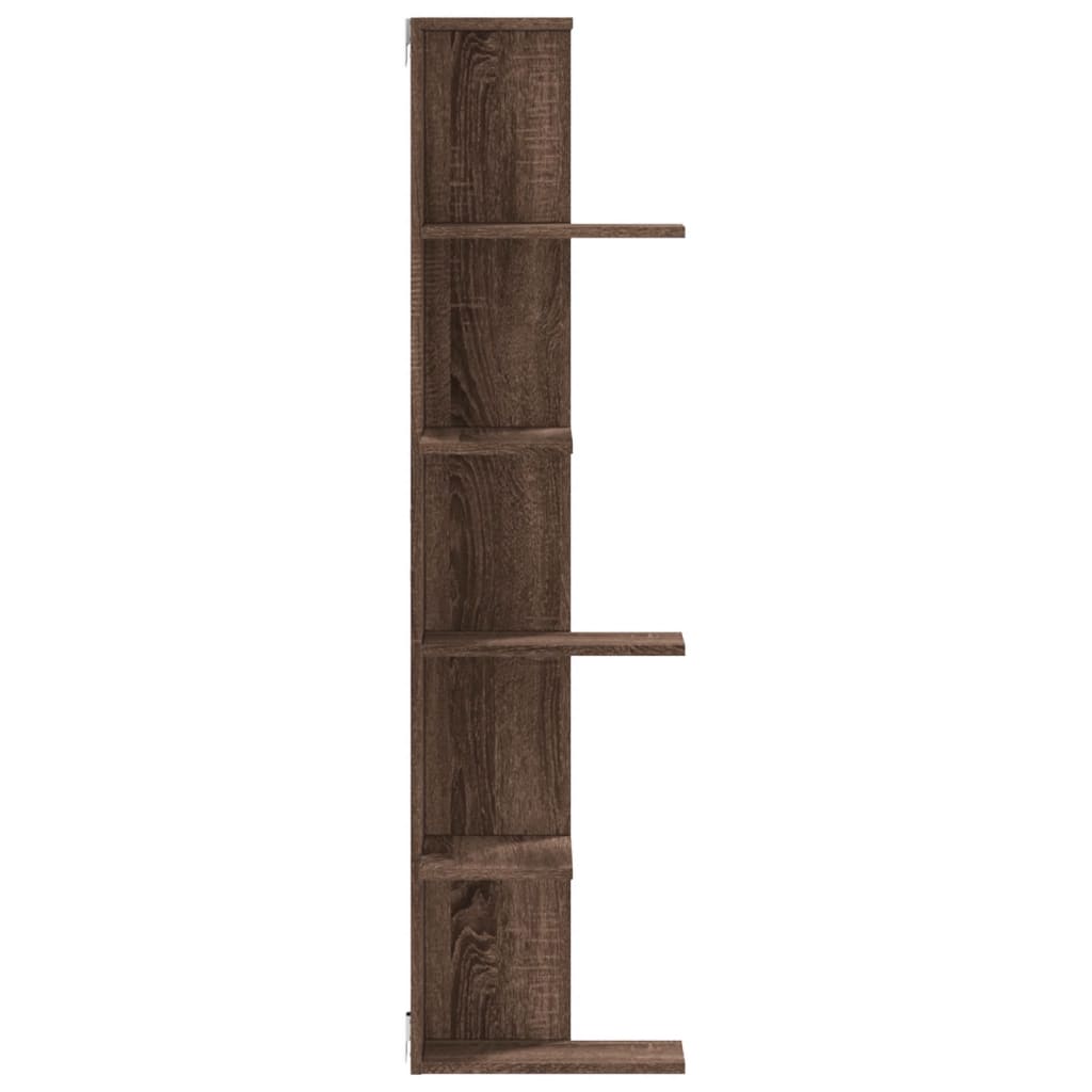 Étagère d'angle murale chêne marron bois d'ingénierie