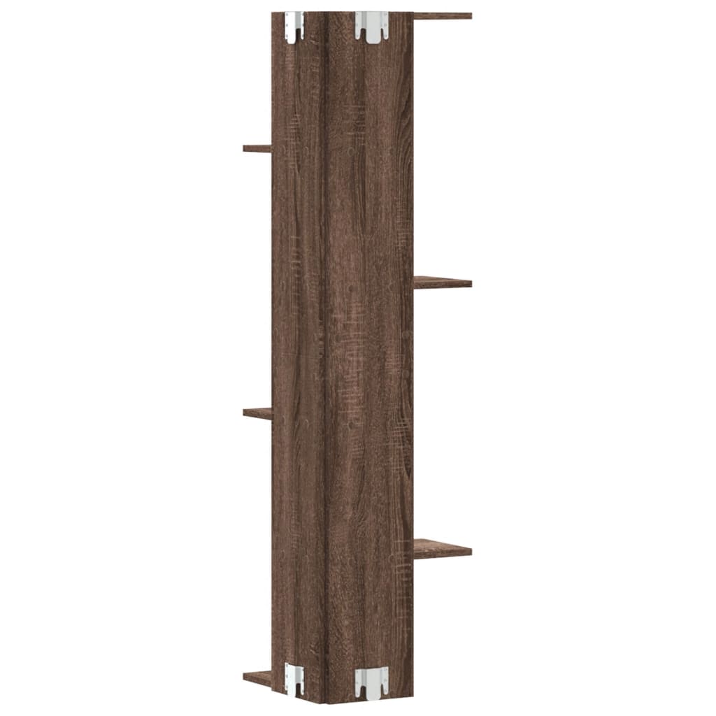 Étagère d'angle murale chêne marron bois d'ingénierie