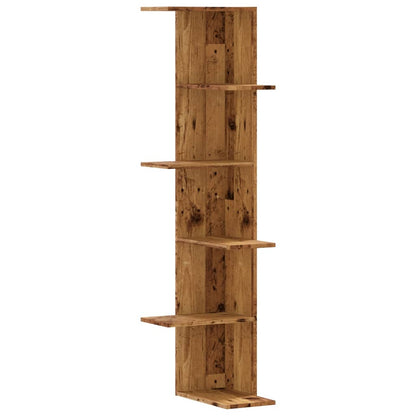 Étagère d'angle murale vieux bois bois d'ingénierie