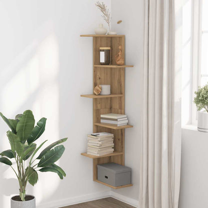 Étagère d'angle murale chêne artisanal bois d'ingénierie