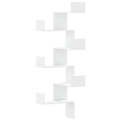 Étagère d'angle murale blanc 45x45x147 cm bois d'ingénierie