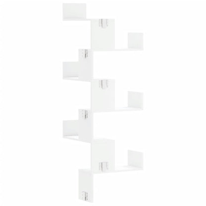 Étagère d'angle murale blanc 45x45x147 cm bois d'ingénierie