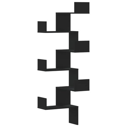 Étagère murale d'angle noir 45x45x147 cm bois d'ingénierie