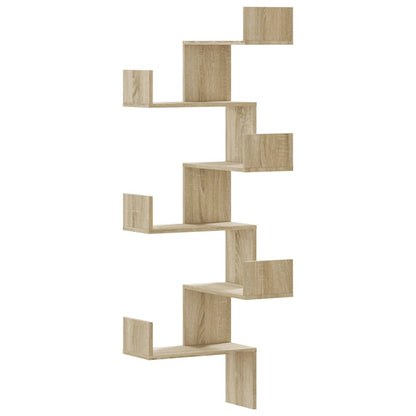 Étagère d'angle murale chêne sonoma 45x45x147cm bois ingénierie