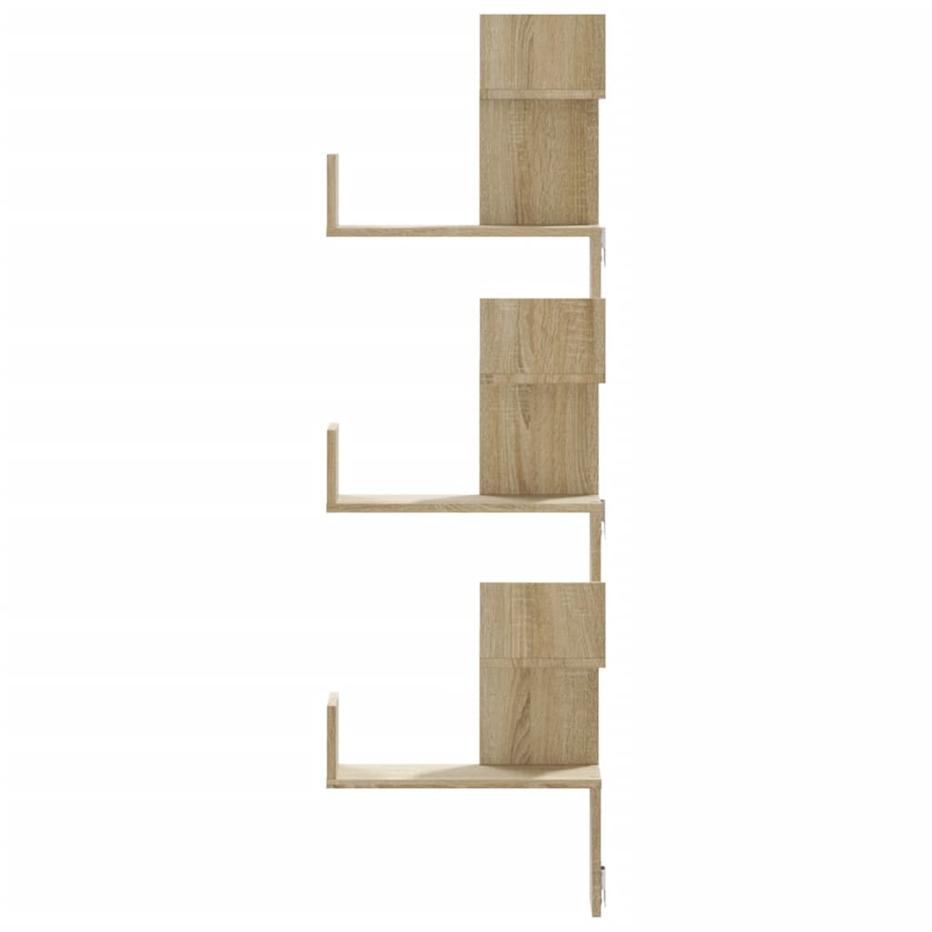 Étagère d'angle murale chêne sonoma 45x45x147cm bois ingénierie