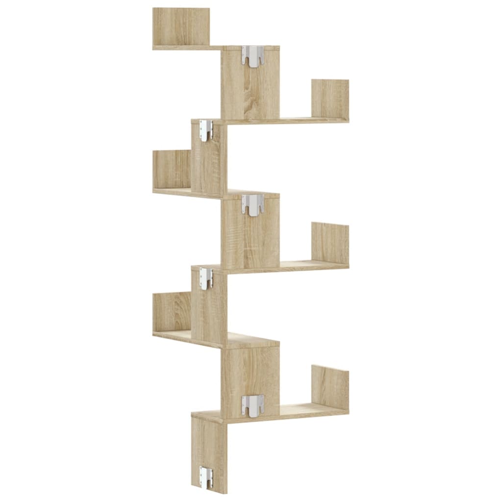 Étagère d'angle murale chêne sonoma 45x45x147cm bois ingénierie