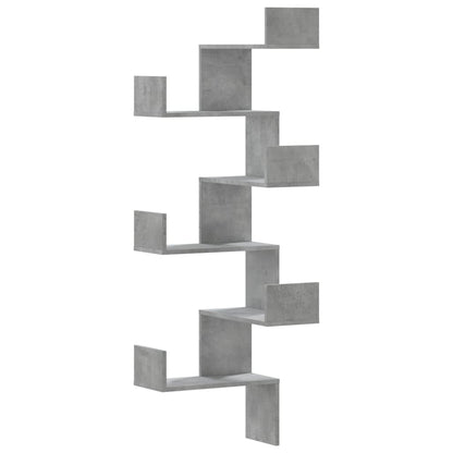 Étagère murale d'angle gris béton 45x45x147cm bois d'ingénierie