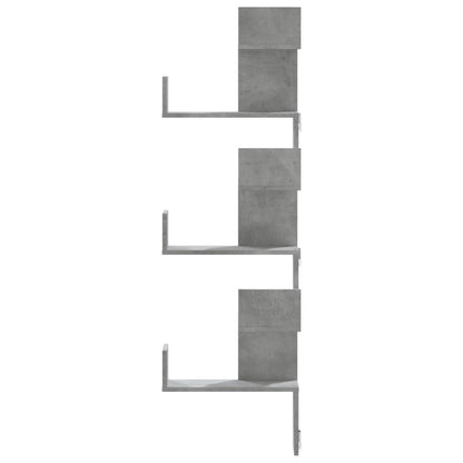 Étagère murale d'angle gris béton 45x45x147cm bois d'ingénierie