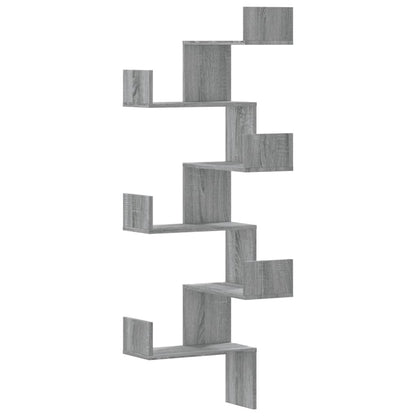 Étagère d'angle murale sonoma gris 45x45x147cm bois ingénierie
