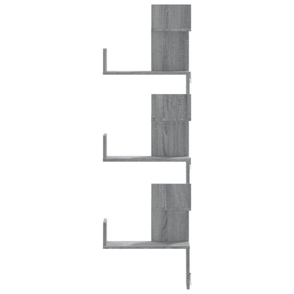 Étagère d'angle murale sonoma gris 45x45x147cm bois ingénierie