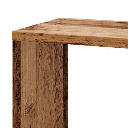 Étagère d'angle murale vieux bois 45x45x147cm bois d'ingénierie
