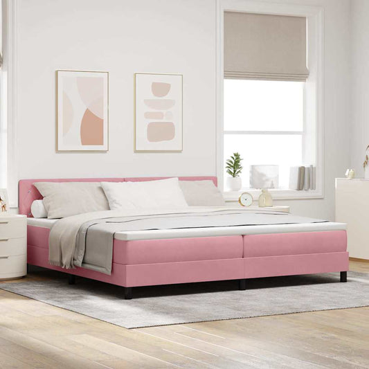 Lit à ressorts avec matelas Rose 200 x 200 cm tissu