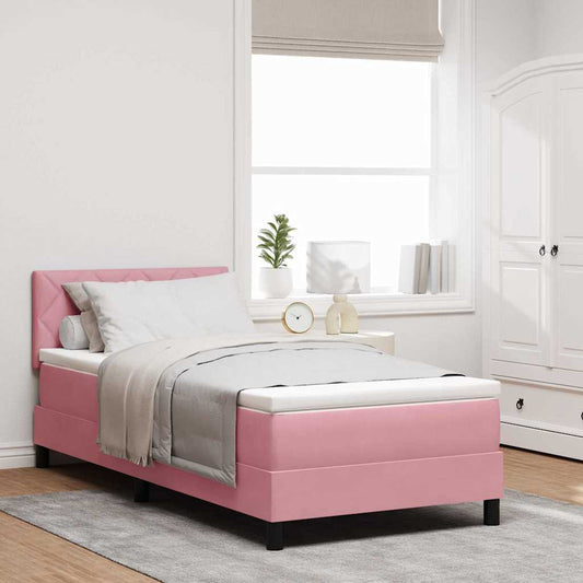 Lit à ressorts avec matelas Rose 100 x 200 cm tissu