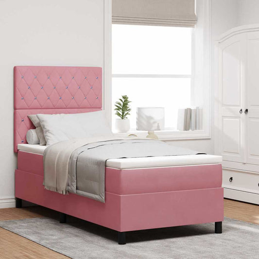 Lit à ressorts avec matelas Rose 100 x 200 cm Velours
