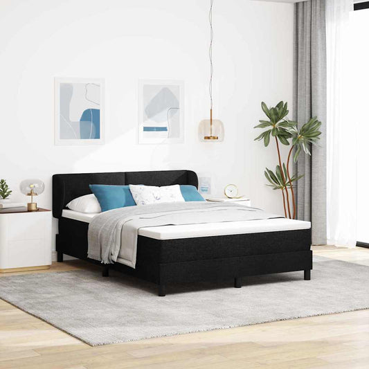 Lit boxspring avec matelas avec matelas Noir 160 x 200 cm tissu