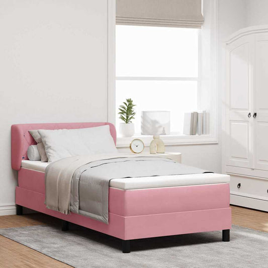 Lit à ressorts avec matelas gris foncé 80x200 cm en velours
