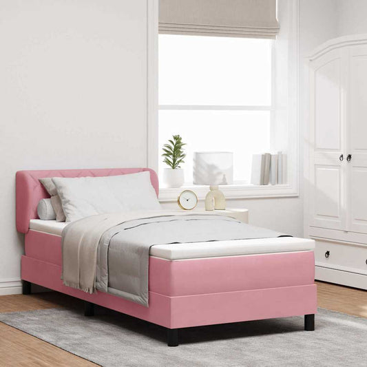 Lit à ressorts avec matelas gris foncé 80x200 cm en velours