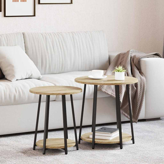 Ensemble de tables d'appoint 2 pcs Chêne Sonoma et noir