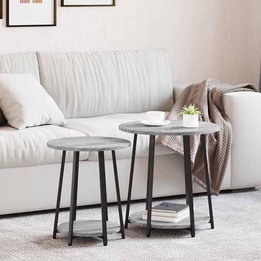 Ensemble de tables d'appoint 2 pcs Gris sonoma et Noir