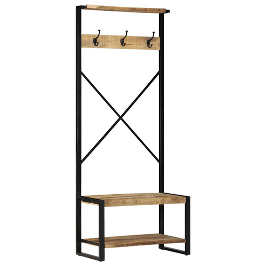 Porte-vêtements 80x40x190 cm bois de manguier massif brut