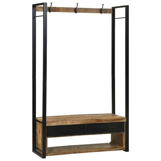 Portant à Vêtements avec tiroir Marron Bois de manguier massif