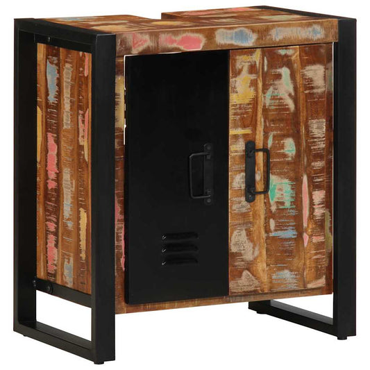 Cabinet de Salle de Bain Marron Bois massif de récupération