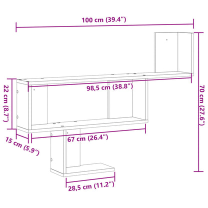 Étagère murale sonoma gris 100x15x70 cm bois ingénierie