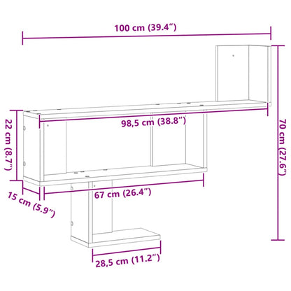 Étagère murale chêne artisanal 100x15x70 cm bois d'ingénierie
