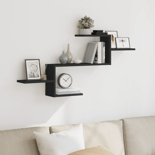 Étagère murale noir 104x15x49 cm bois d'ingénierie