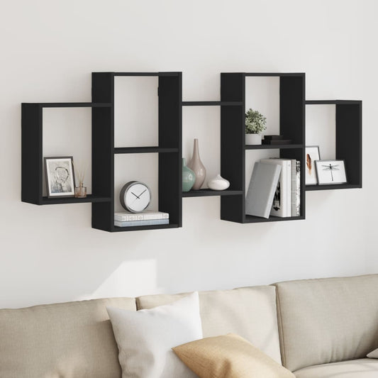 Étagère murale noir 159x18x65 cm bois d'ingénierie