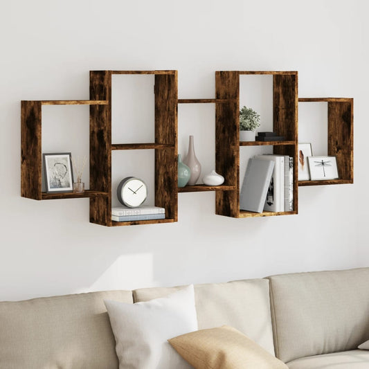 Étagère murale chêne fumé 159x18x65 cm bois d'ingénierie