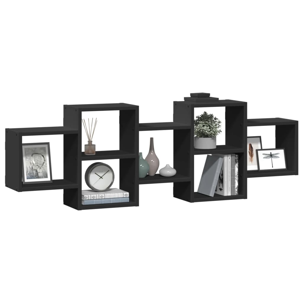 Étagère murale noir 129x18x42 cm bois d'ingénierie