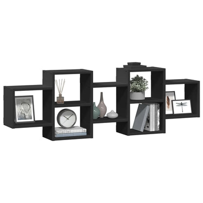 Étagère murale noir 129x18x42 cm bois d'ingénierie