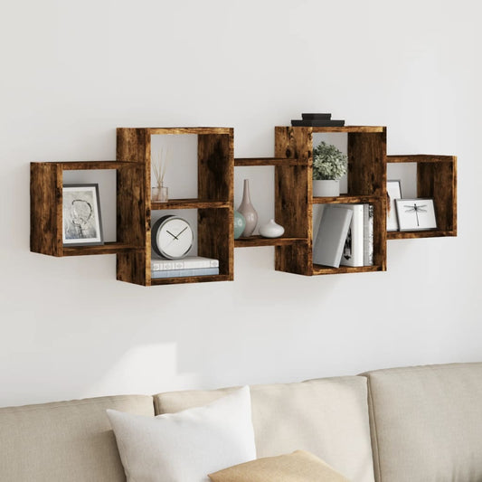Étagère murale chêne fumé 129x18x42 cm bois d'ingénierie