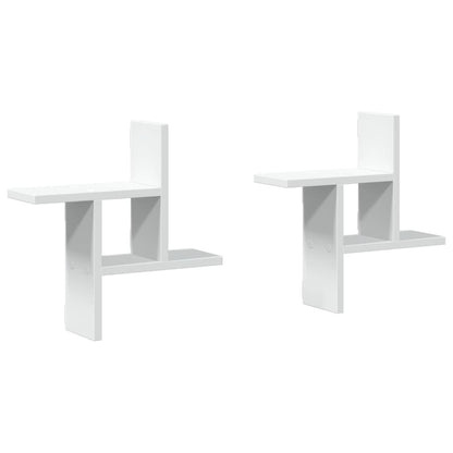 Étagères murales 2 pcs blanc 38x12x38 cm bois d'ingénierie