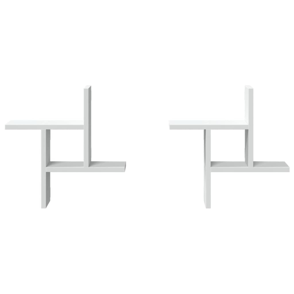 Étagères murales 2 pcs blanc 38x12x38 cm bois d'ingénierie