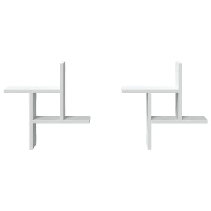 Étagères murales 2 pcs blanc 38x12x38 cm bois d'ingénierie