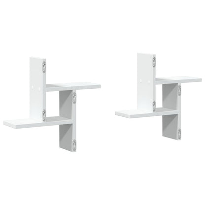 Étagères murales 2 pcs blanc 38x12x38 cm bois d'ingénierie