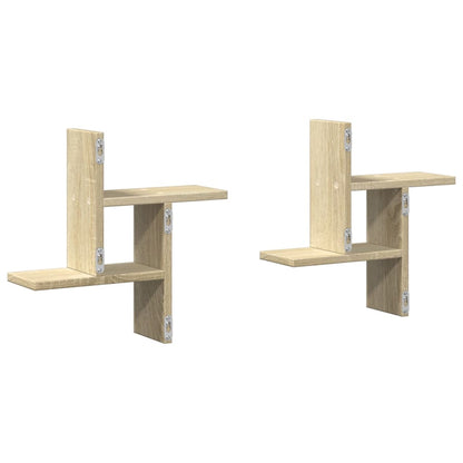 Étagères murales 2pcs chêne sonoma 38x12x38cm bois d'ingénierie