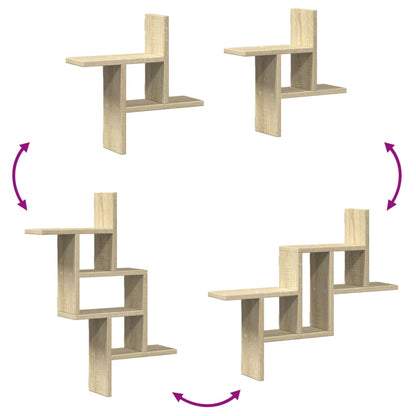 Étagères murales 2pcs chêne sonoma 38x12x38cm bois d'ingénierie