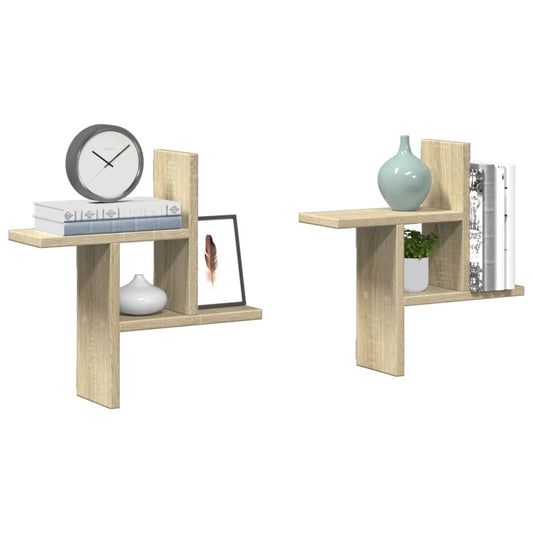 Étagères murales 2pcs chêne sonoma 38x12x38cm bois d'ingénierie