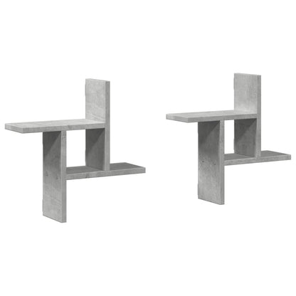 Étagères murales 2 pcs gris béton 38x12x38 cm bois d'ingénierie