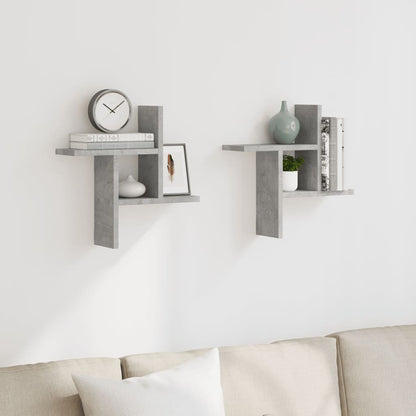 Étagères murales 2 pcs gris béton 38x12x38 cm bois d'ingénierie