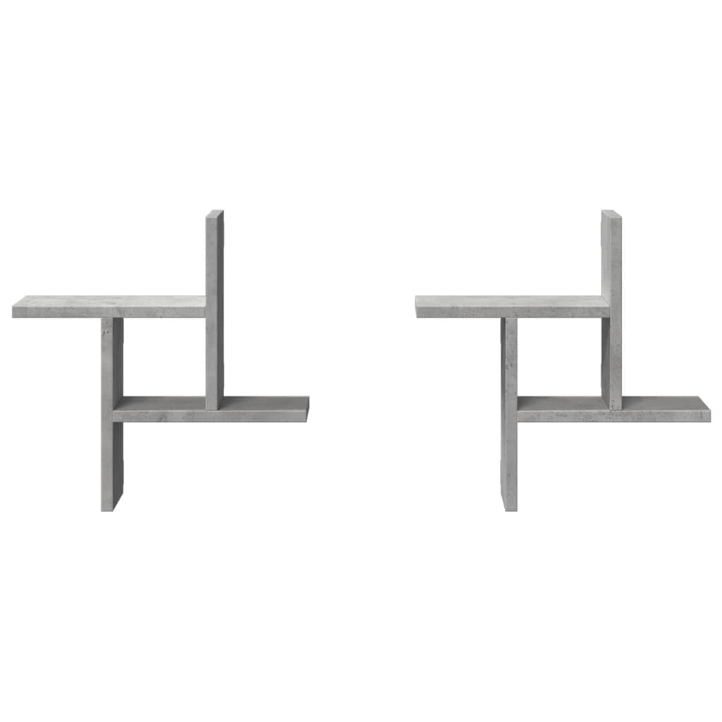 Étagères murales 2 pcs gris béton 38x12x38 cm bois d'ingénierie