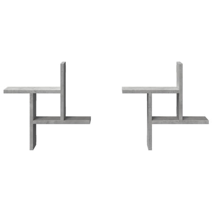 Étagères murales 2 pcs gris béton 38x12x38 cm bois d'ingénierie